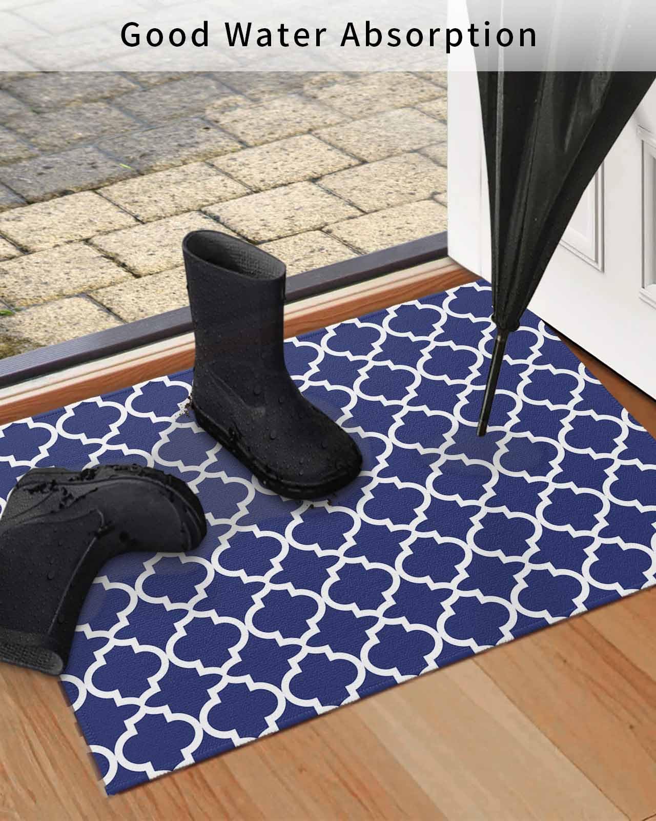 Amazon.com: Navy Blue Morocco Front Door Mat Lake Blue Geometric